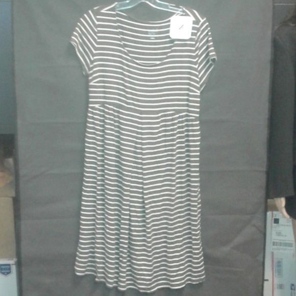 Maternity Striped Short Sleeve A-Line Dress